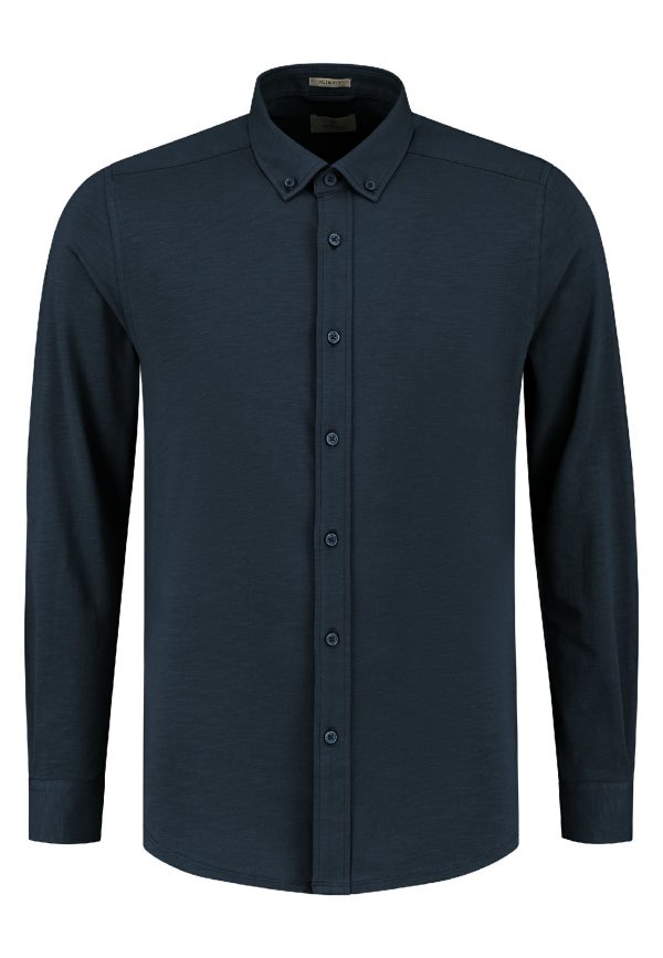 Dstrezzed overhemd Slub Navy - heren Dstrezzed Shirt Button Down Stretch Slub Jersey Dk. Navy