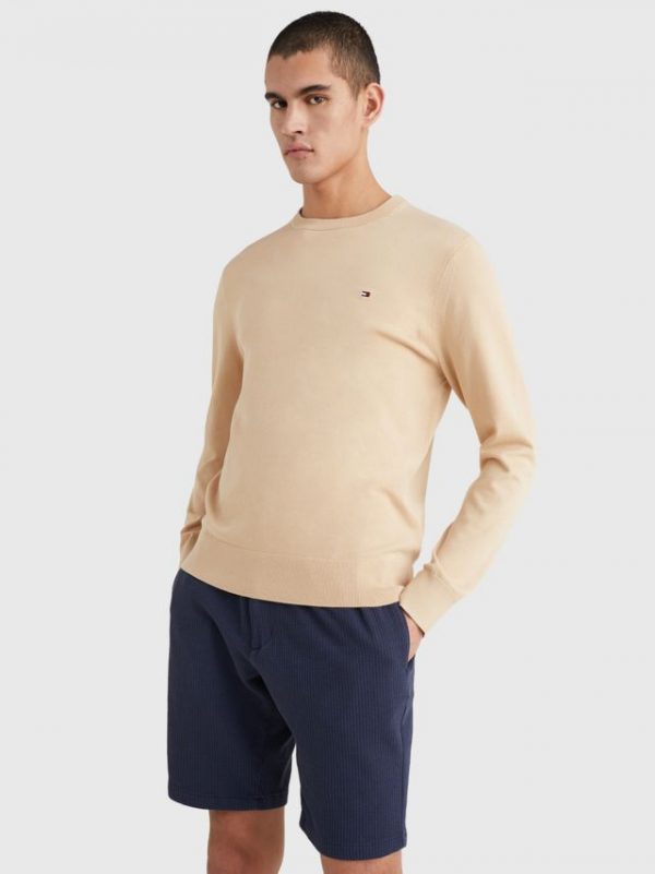 Tommy Hilfiger truien MW0MW21316AB3 - heren Tommy Hilfiger 1985 CREW NECK SWEATER Clayed Pebble