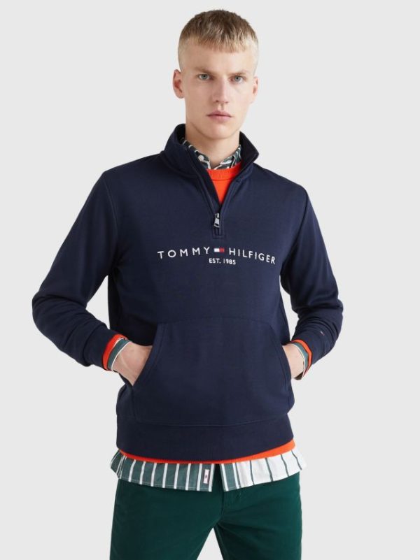 Tommy Hilfiger trui MW0MW20954DW5 - heren Tommy Hilfiger TOMMY LOGO MOCKNECK, DW5 Desert Sky