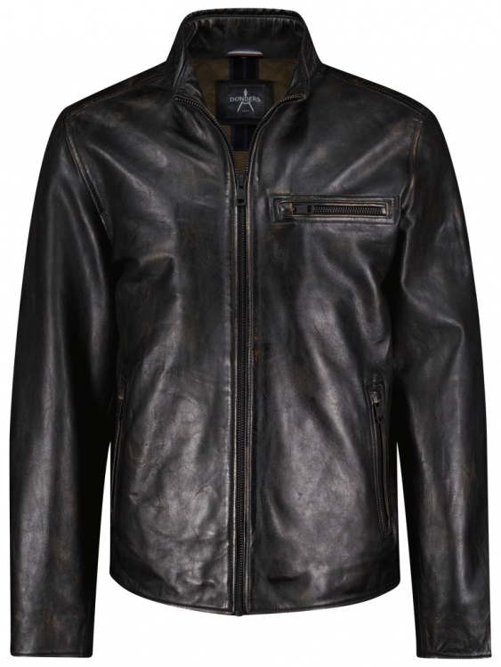 Donders leren winterjack 52320-980 - Donders lederen jack met uitneembare capuchon zwart