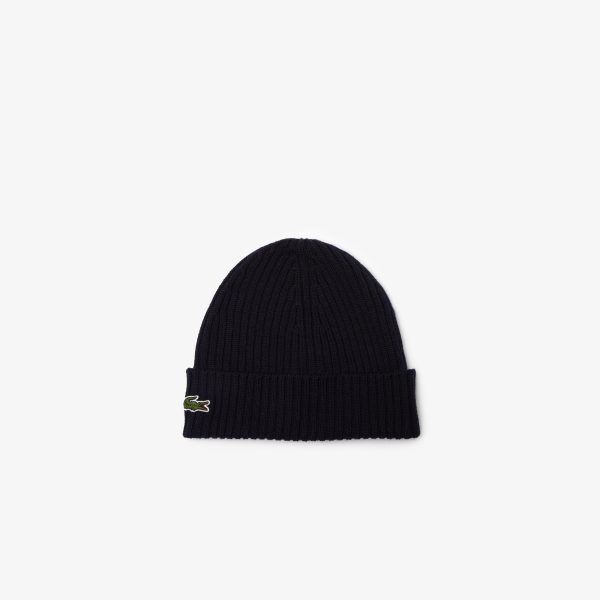 Blauwe Lacoste pet RB0001-166 - Lacoste 2G4B Knitted cap 07 NAVY BLUE