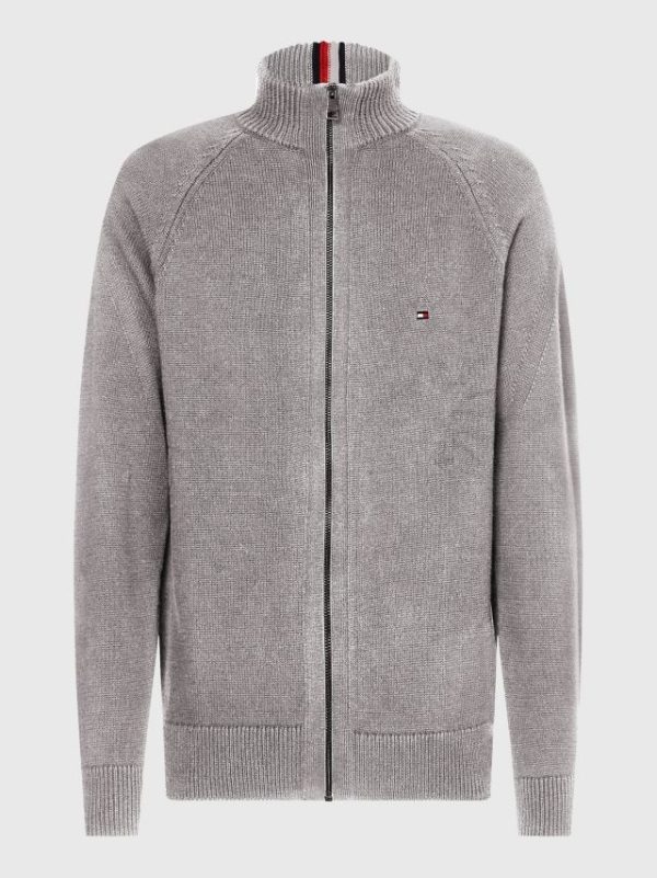 Tommy Hilfiger vest MW0MW27939ZN2 - heren Tommy Hilfiger AMERICAN COTTON ZIP, ZN2 Heathered Speckled Dark Grey