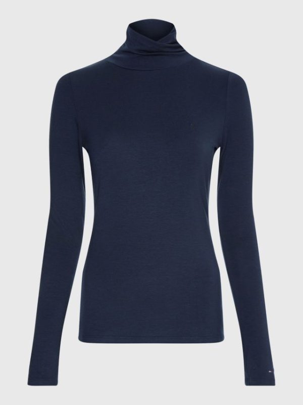 Tommy Hilfiger coltrui WW0WW36138DW5 - dames Tommy Hilfiger SLIM SOFT TENCEL ROL, DW5 Desert Sky