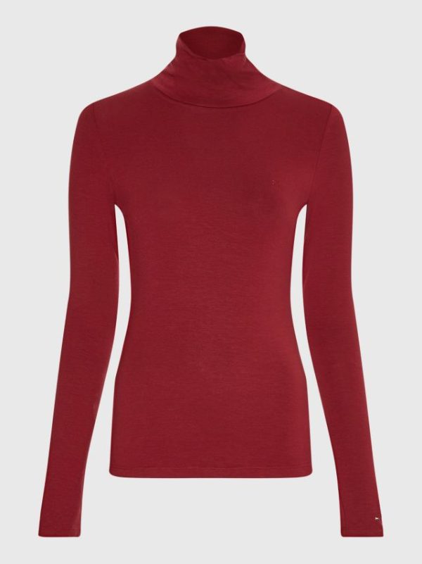 Tommy Hilfiger coltrui WW0WW36138XJS - dames Tommy Hilfiger SLIM SOFT TENCEL ROL, XJS Rouge