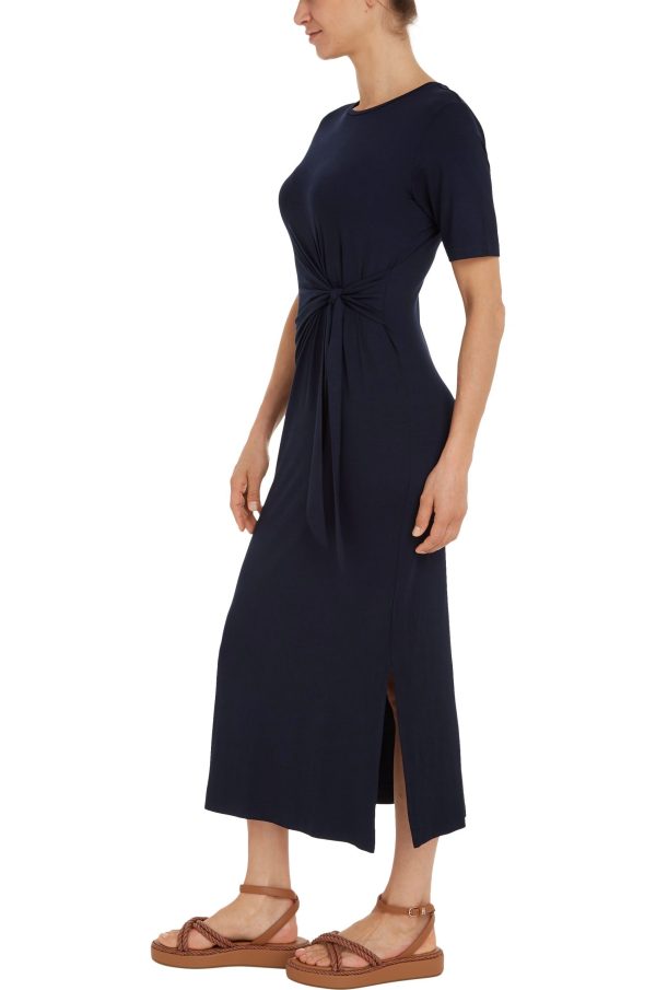 Tommy Hilfiger jurk WW0WW39343DW5 - dames Tommy Hilfiger VIS/EA C-NK KNOT MID, DW5 Desert Sky