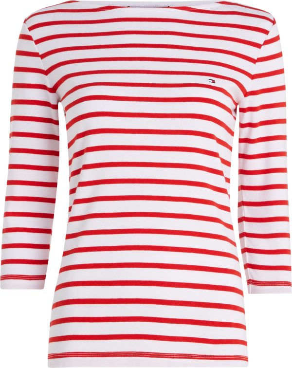 Tommy Hilfiger shirt WW0WW3785403N - dames Tommy Hilfiger SLIM CODY RIB STP B-, 03N Breton Stp W White/ Fireworks